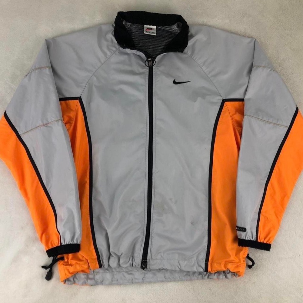 Vintage Orange/Silver Nike 90's Track Jacket (Small)